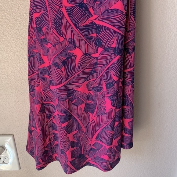 BANANA REPUBLIC Pink Palm Print Cross Back Sleeveless Dress - Picture 5 of 8